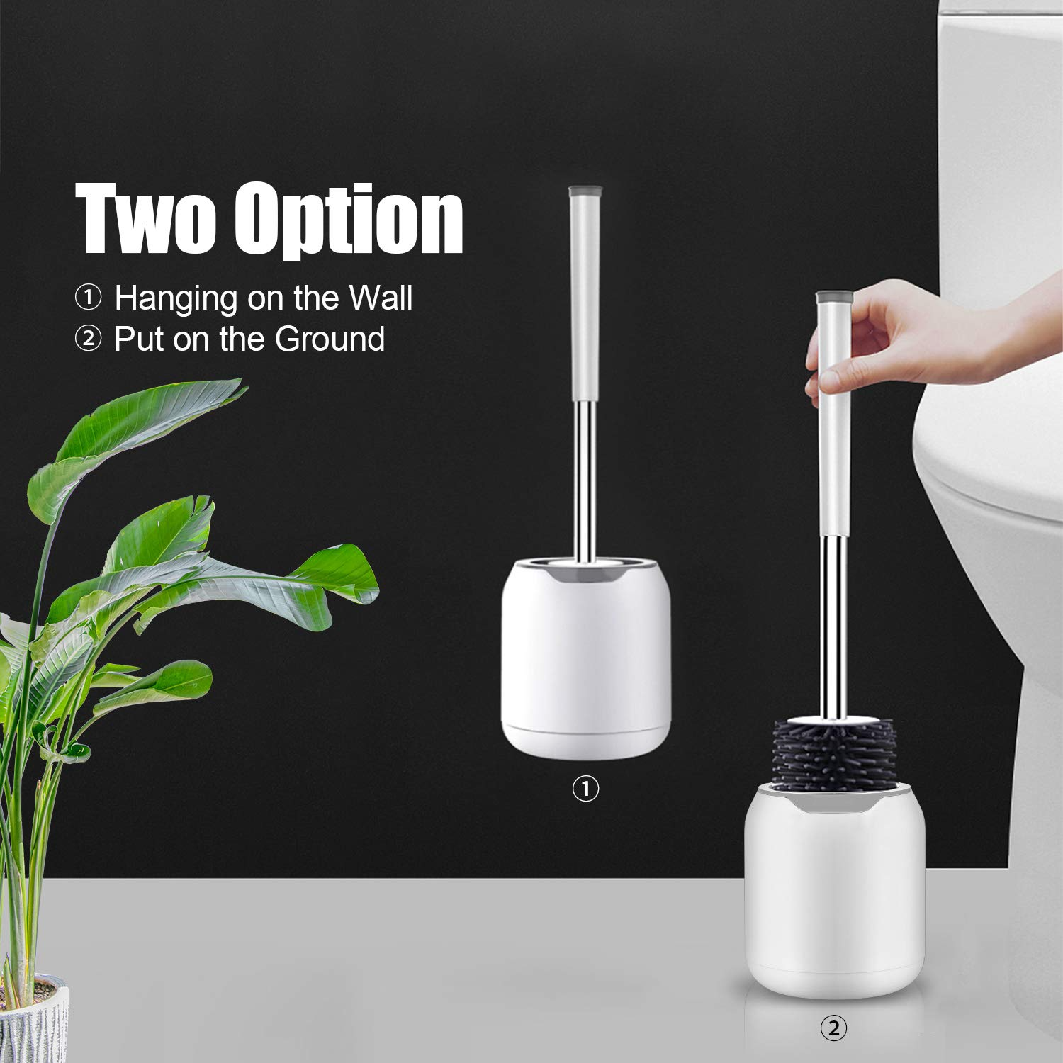 Eyliden Toilet Brush and Holder, Silicone Bristles Toilet Bowl Brushes